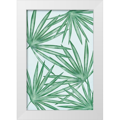 Fan Palms White Modern Wood Framed Art Print by JJ Design