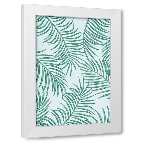 Palm Leaves White Modern Wood Framed Art Print by JJ Design