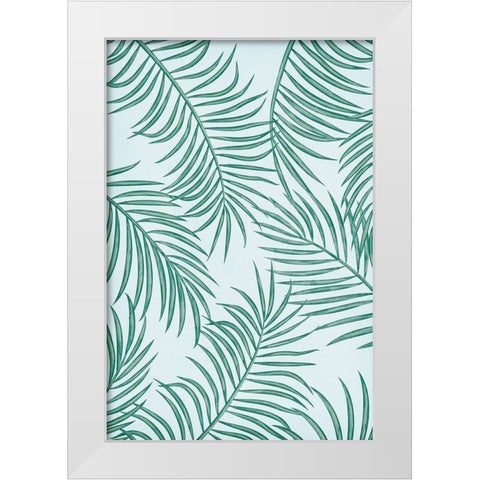 Palm Leaves White Modern Wood Framed Art Print by JJ Design