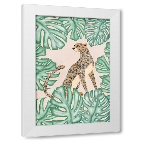 Leopard White Modern Wood Framed Art Print by JJ Design