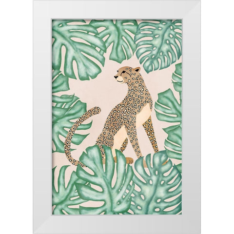 Leopard White Modern Wood Framed Art Print by JJ Design