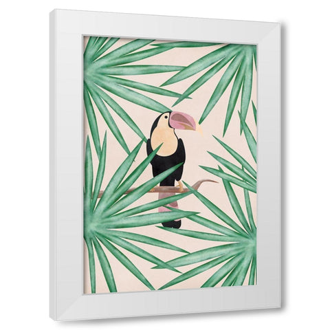 Toucan White Modern Wood Framed Art Print by JJ Design