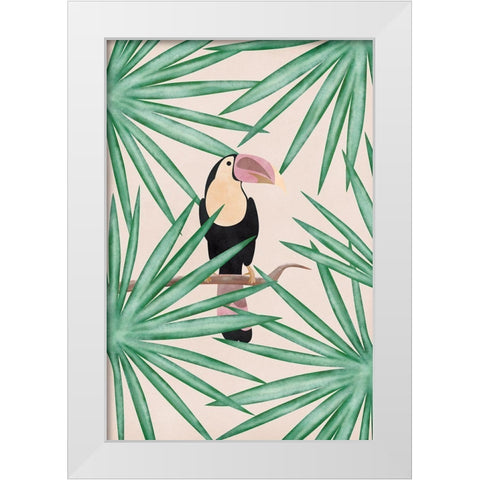 Toucan White Modern Wood Framed Art Print by JJ Design