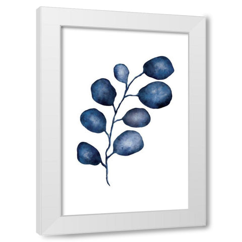 Blue Leaves I White Modern Wood Framed Art Print by JJ Design