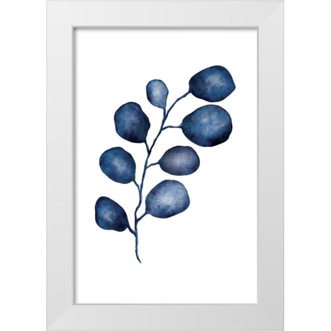 Blue Leaves I White Modern Wood Framed Art Print by JJ Design