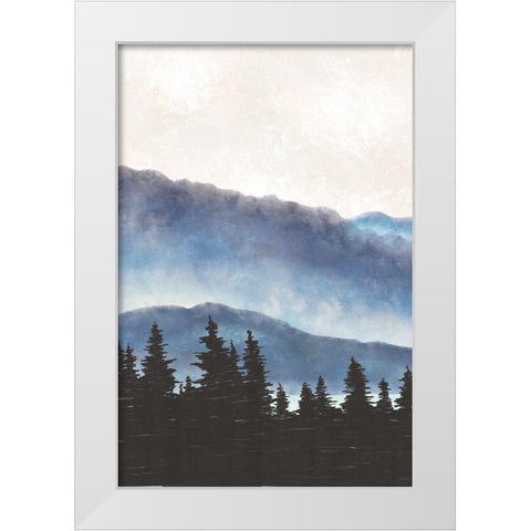 Blue Landscape I White Modern Wood Framed Art Print by JJ Design