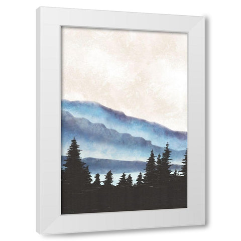 Blue Landscape II White Modern Wood Framed Art Print by JJ Design