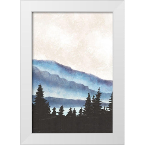 Blue Landscape II White Modern Wood Framed Art Print by JJ Design