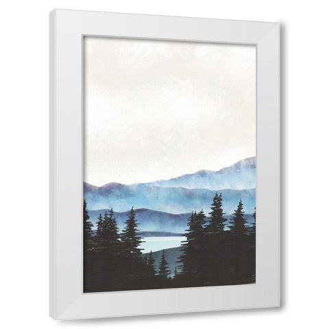 Blue Landscape III White Modern Wood Framed Art Print by JJ Design