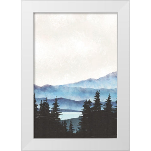 Blue Landscape III White Modern Wood Framed Art Print by JJ Design