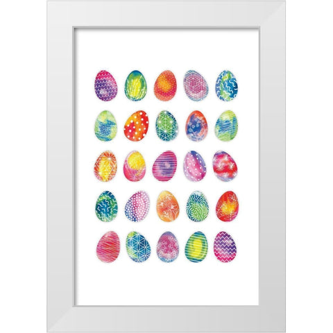 Easter Eggs White Modern Wood Framed Art Print by JJ Design