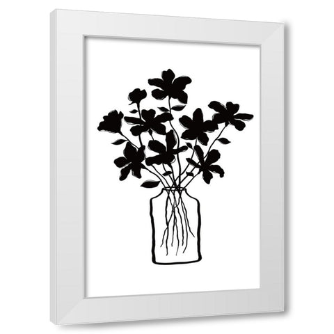 Black Bouquet White Modern Wood Framed Art Print by JJ Design