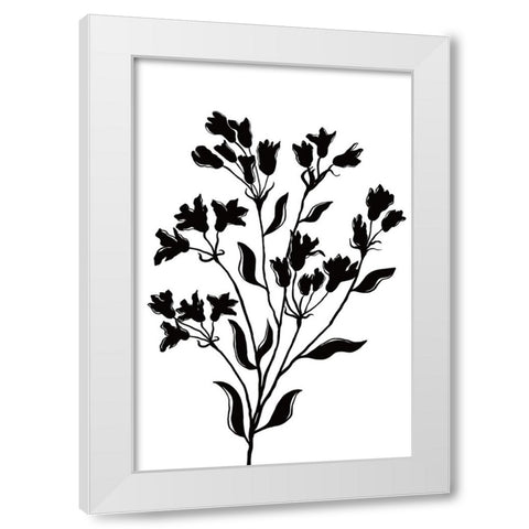 Black Flowers White Modern Wood Framed Art Print by JJ Design
