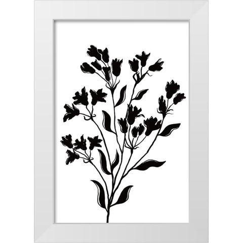 Black Flowers White Modern Wood Framed Art Print by JJ Design