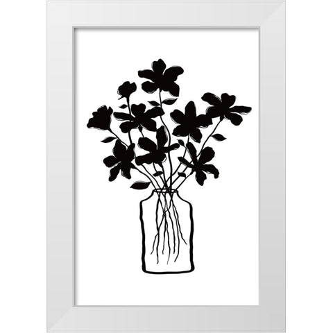 Black Bouquet II White Modern Wood Framed Art Print by JJ Design