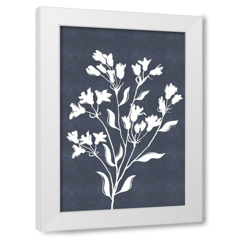 White Flowers on Blue White Modern Wood Framed Art Print by JJ Design