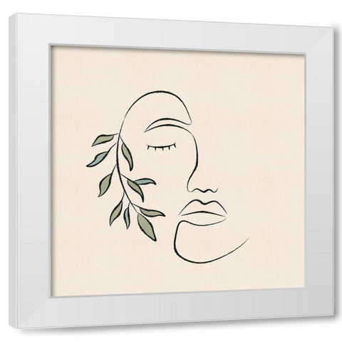 About Face Botanical White Modern Wood Framed Art Print by JJ Design