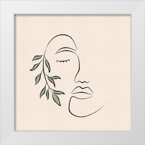 About Face Botanical White Modern Wood Framed Art Print by JJ Design