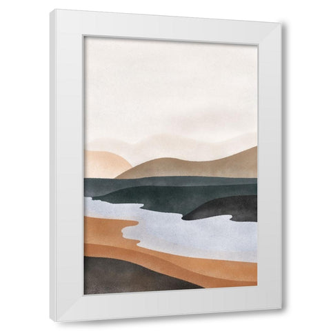Abstract River White Modern Wood Framed Art Print by JJ Design