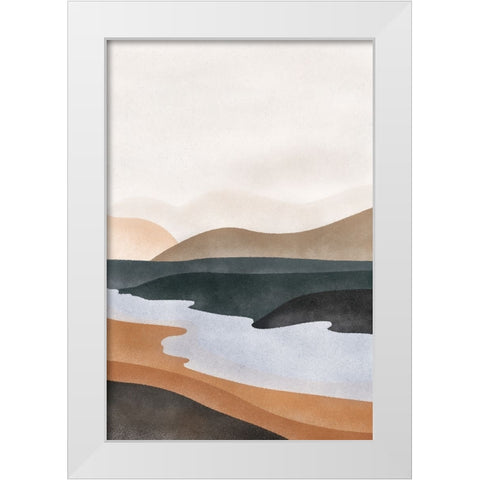 Abstract River White Modern Wood Framed Art Print by JJ Design
