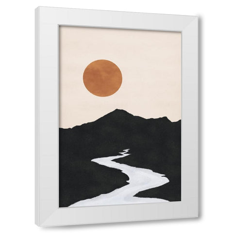 Black Mountain Sunset White Modern Wood Framed Art Print by JJ Design