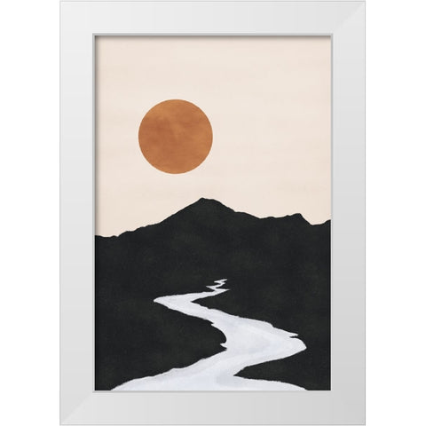 Black Mountain Sunset White Modern Wood Framed Art Print by JJ Design
