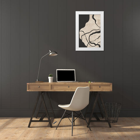 Scribbles III White Modern Wood Framed Art Print by JJ Design