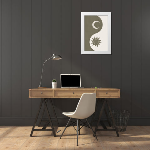 Yin Yang White Modern Wood Framed Art Print by JJ Design
