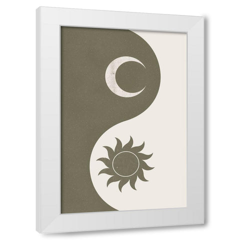 Yin Yang White Modern Wood Framed Art Print by JJ Design