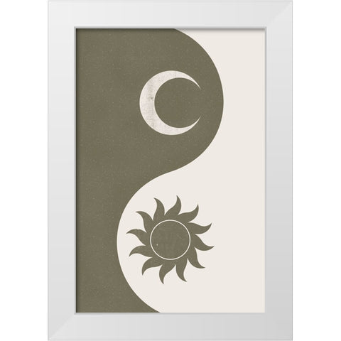 Yin Yang White Modern Wood Framed Art Print by JJ Design