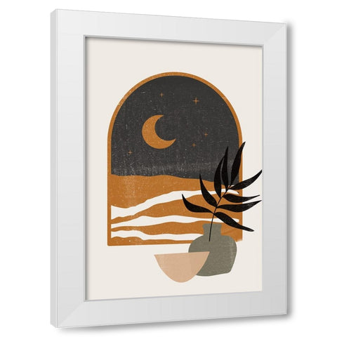 Moon View White Modern Wood Framed Art Print by JJ Design