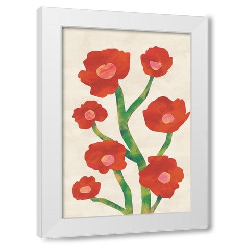 Red Poppies White Modern Wood Framed Art Print by JJ Design