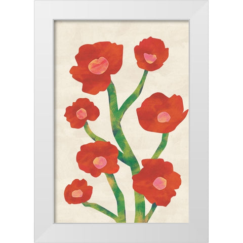 Red Poppies White Modern Wood Framed Art Print by JJ Design