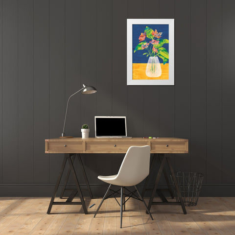 Flower Vase White Modern Wood Framed Art Print by JJ Design