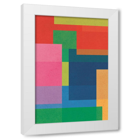 Geometric Squares White Modern Wood Framed Art Print by JJ Design
