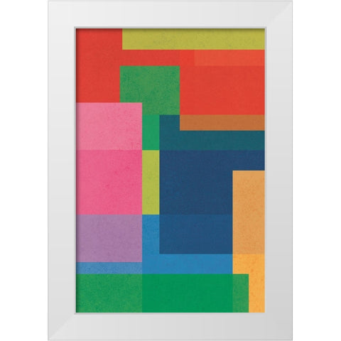 Geometric Squares White Modern Wood Framed Art Print by JJ Design