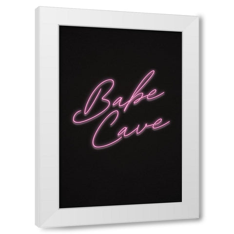 Babe Cave White Modern Wood Framed Art Print by JJ Design