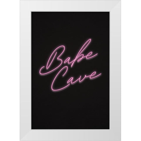 Babe Cave White Modern Wood Framed Art Print by JJ Design