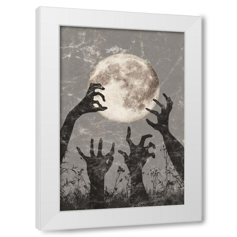 Zombie Hands White Modern Wood Framed Art Print by JJ Design