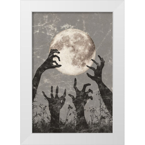 Zombie Hands White Modern Wood Framed Art Print by JJ Design