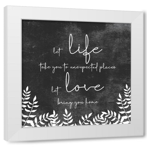 Let Love White Modern Wood Framed Art Print by JJ Design