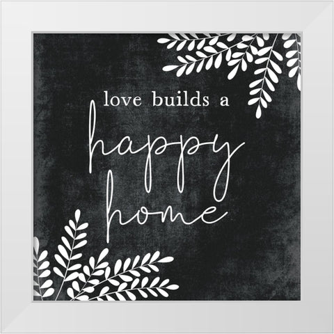 A Happy Home White Modern Wood Framed Art Print by JJ Design