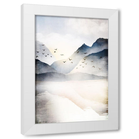 Misty Landscape II White Modern Wood Framed Art Print by JJ Design