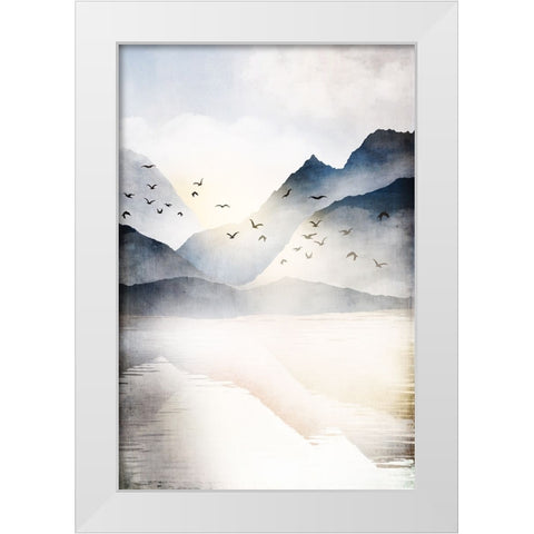 Misty Landscape II White Modern Wood Framed Art Print by JJ Design