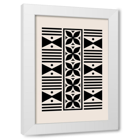 Mud Cloth White Modern Wood Framed Art Print by JJ Design