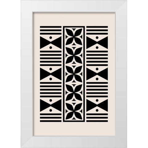 Mud Cloth White Modern Wood Framed Art Print by JJ Design