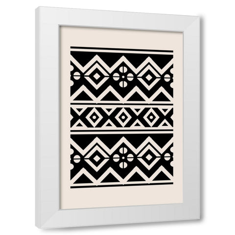 Mud Cloth III White Modern Wood Framed Art Print by JJ Design