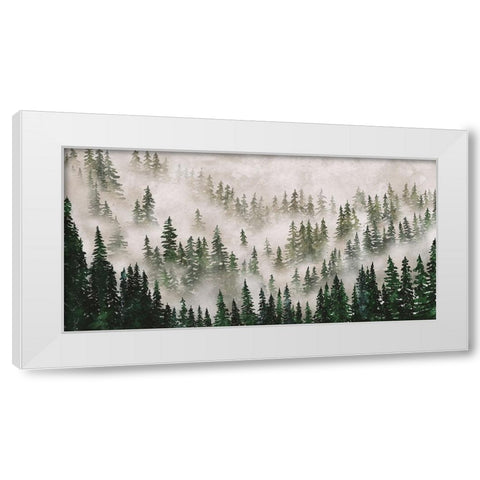 Misty Forest White Modern Wood Framed Art Print by JJ Design