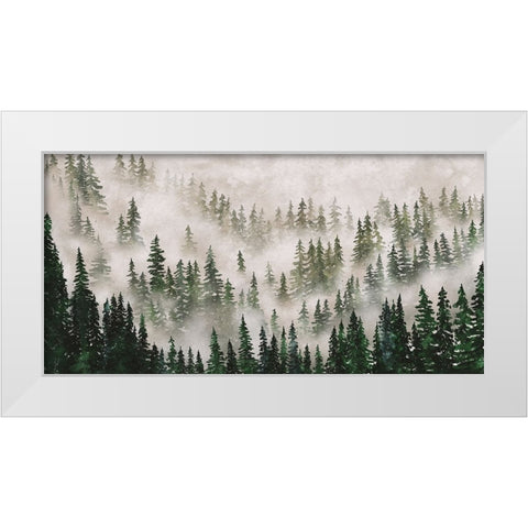 Misty Forest White Modern Wood Framed Art Print by JJ Design