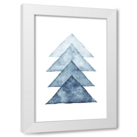Blue Shapes II White Modern Wood Framed Art Print by JJ Design